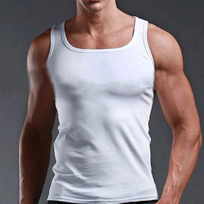New Casual Bodybuilding Vest Summer Plus Size Men Clothing Tank Tops Black White Gray Singlets Sleeveless Fitness Men Vest Tees
