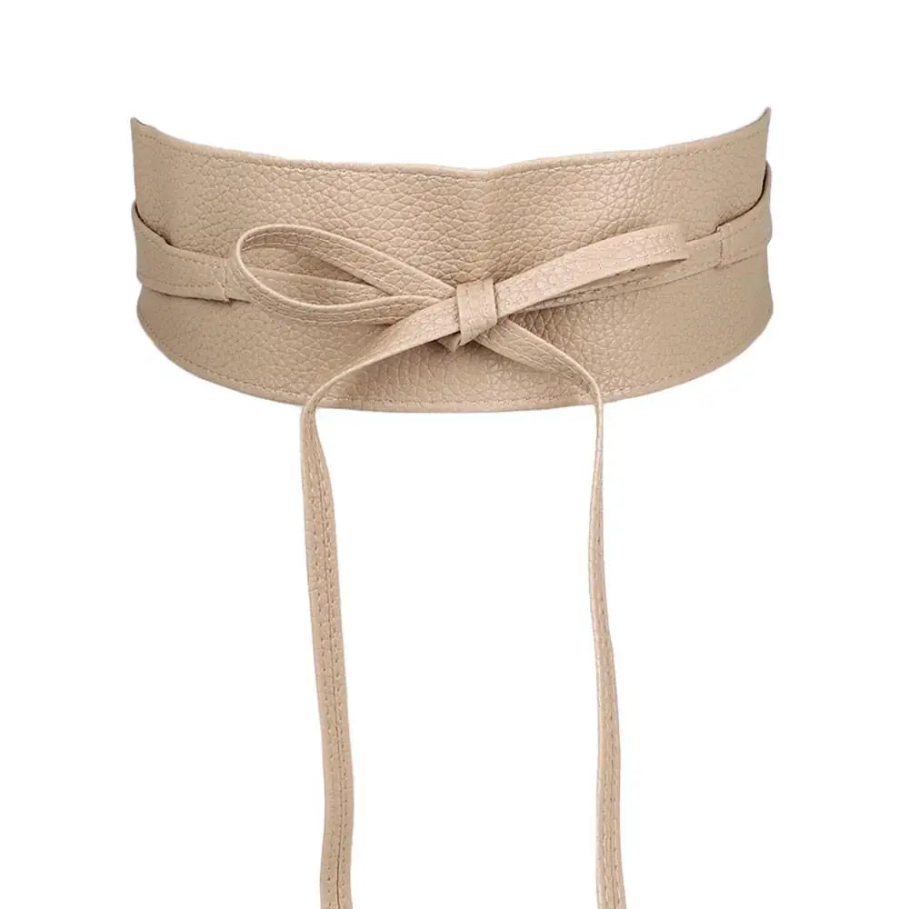 Dress Accessories for Female Soft Leather Dress Belt Elegant Bow Belt Ladies  Girls Belt Wide Self Tie Wrap Around Waist Band
