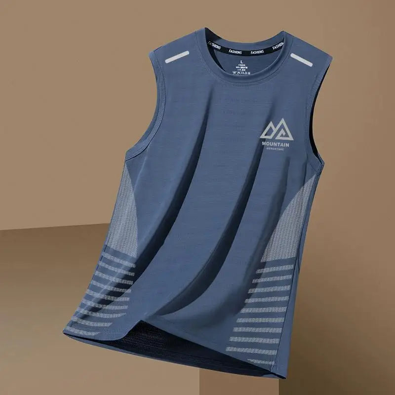 Summer men's quick drying breathable vest sports fitness base shirt wide shoulder training sleeveless Sweatwicking T-shirt top