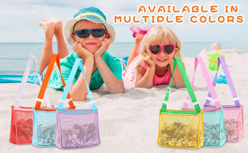 Beach Toy Mesh Bag Kids Shell Storage Bag Beach Toy Seashell Bag Mesh Pool Bag Sand Toys Swimming Accessories for Boys and Girls