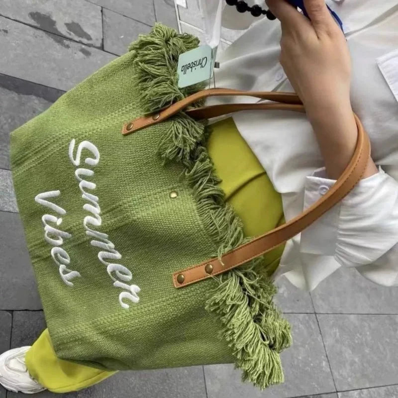 Canvas Women Handbags Large Tote Beach Bag Shopping Bags Underarm Shoulder Bag For Female Casual Top-Handle Bags