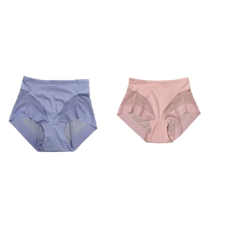 2pcs Sexy Mid Rise Oversized Underwear for Women with A Tight Waistband and Lifting Buttocks Transparent Mesh High Elasticity