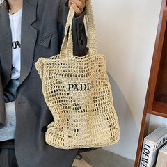 2025 Women Embroidered Straw Tote Bag Large Capacity Adjustable Crossbody Beach Boho Handwoven Seagrass Vacation Shoulder Purse