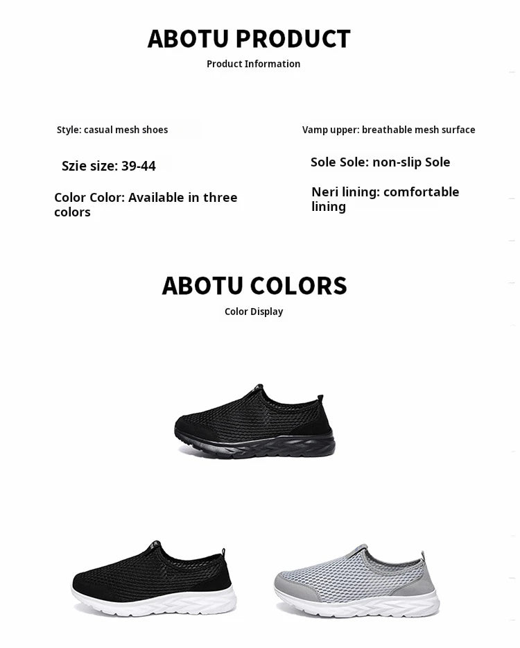Men's Casual Sports Shoes Lightweight and Large-sized with A Round Toe Color-blocked Mesh Breathable Soft Sole Wearable Style