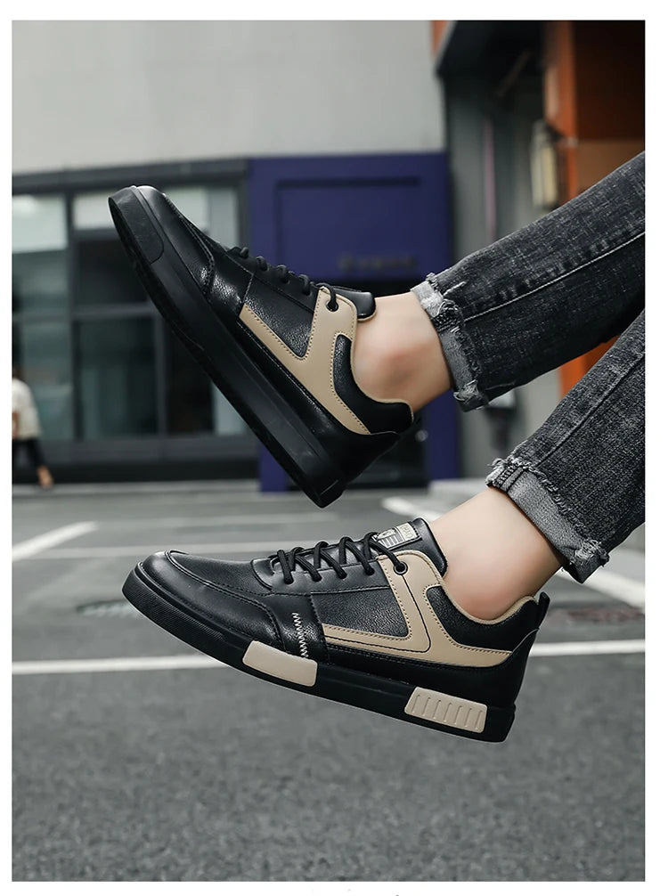 Men's shoes autumn new student board shoes leather surface fashionable sports and leisure shoes outdoor walking shoes large size