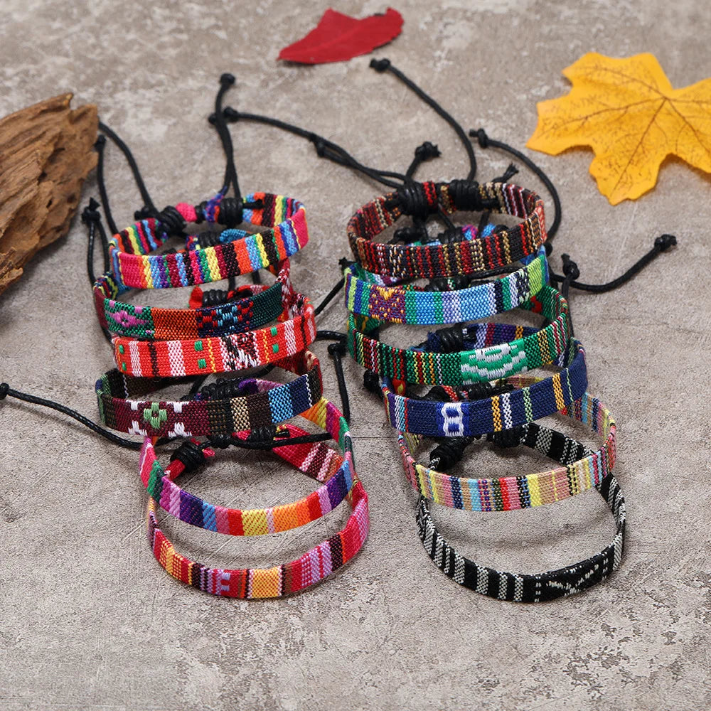 12Pcs Bohemian Surfer Beach Bracelet Set Men & Women Braided Boho Summer Bracelets Handmade Festival Jewelry Accessories