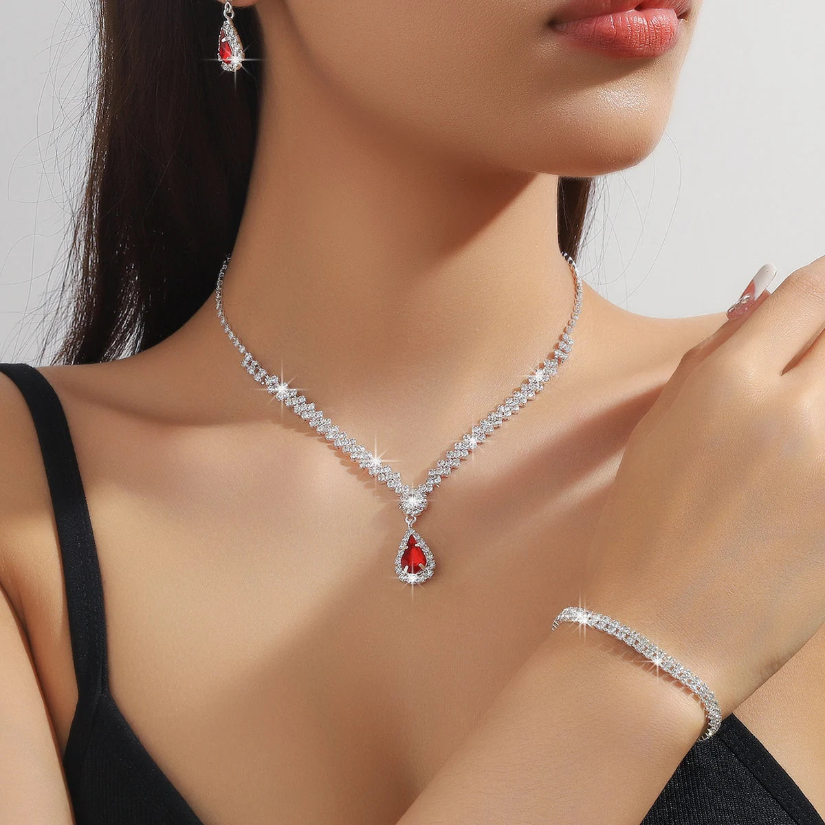 4 Pieces Of Women's Wedding Accessories, Earrings, Necklaces, Bracelets, Bridal Jewelry Sets, Banquet And Party Accessories-8071