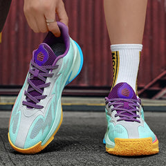Basketball Shoes for Men and Women, Lightweight Mesh Breathable Non-Slip Wear-Resistant Shock-Absorbing Practical Soft-Soled Stu