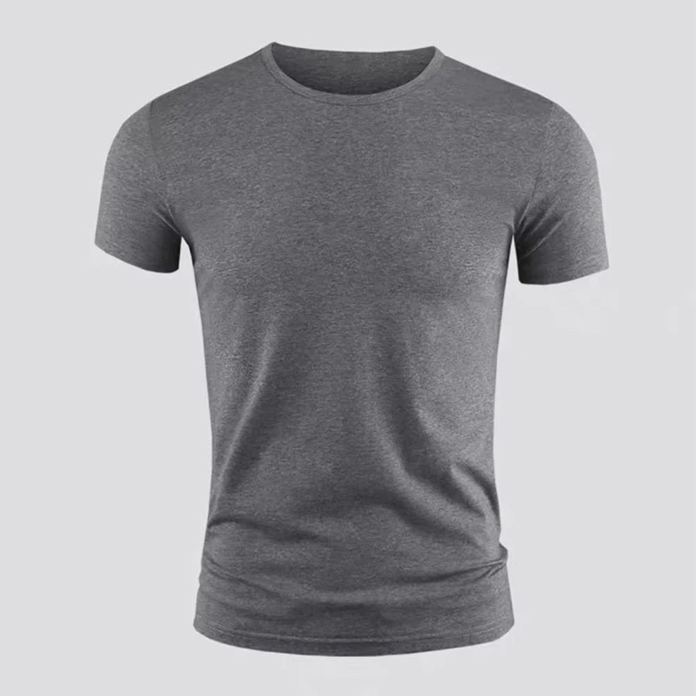Summer Men's Short Sleeve T-Shirt Basic Plain Casual Gym Muscle Crew Neck T-shirts Slim Fit Tops Tee Clothing For Man
