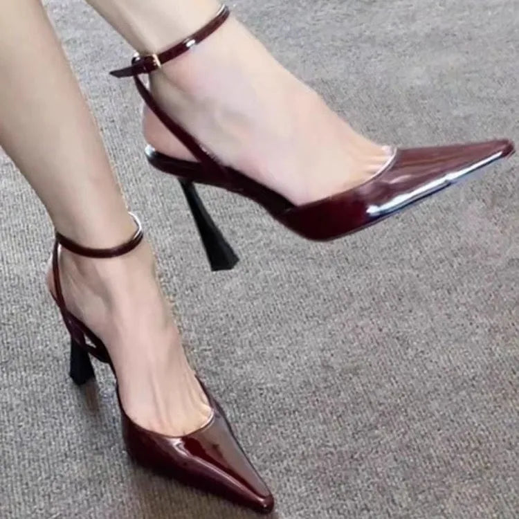 Shoes for Women 2025 Fashion Summer Pointed Toe High Heels Sexy Ankle Strap Evening Party Sandal Sweet with Ankle Buckle Strap