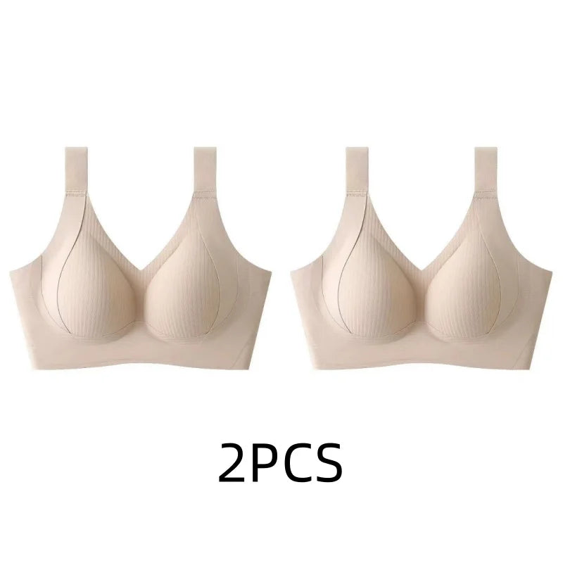 1/2PCS Women's Seamless Underwear, Thin Style, Large Breasts, Small Breasts, No Wires, Pull-up And Anti-sagging Large Size Bra