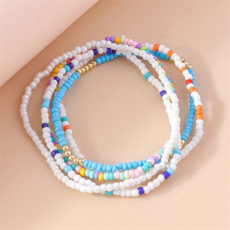 Bohemian Colorful Handmade Beads Anklets for Women Summer Beach Ankle Bracelet Foot Leg Chain Female Girls Jewelry Accessories
