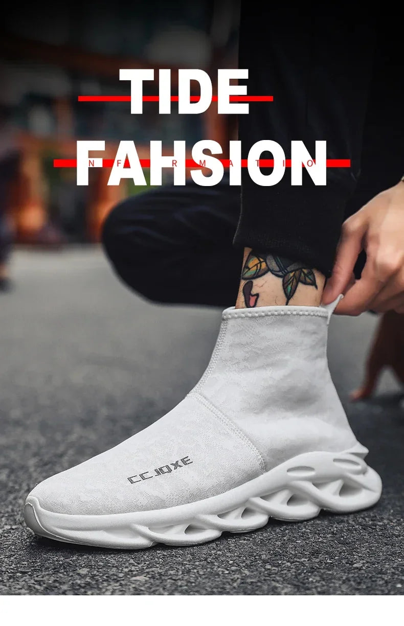 Socks Shoes for Men Black Sneakers Light Breathable Women Runing Shoes Outdoor Platform High Top Men Shoes New Unisex Sport Shoe