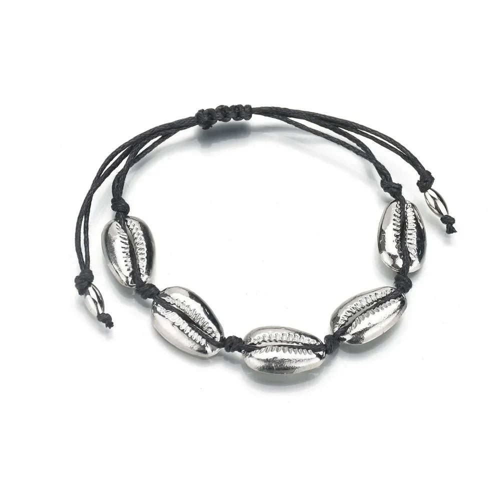 Bohemian Shell Charm Bracelets For Women Men Summer Sandy Beach Handmade String Rope Chains Bangle DIY Jewelry Accessories