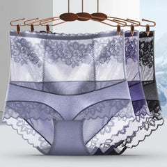 Hochtaillierte Kompressionsunterwäsche für Damen, Sommer, sexy Spitze, ultradünn, nahtlos, antibakteriell, Triangel-Hose, Alltag