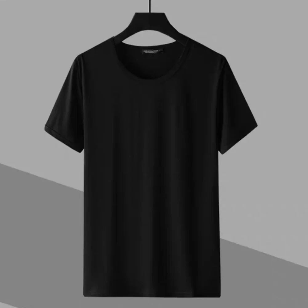Casual Men's O Neck Solid Color Short Sleeve T Shirts Casual Slim Fit T Shirt Tee Top Pullover For Men Clothing