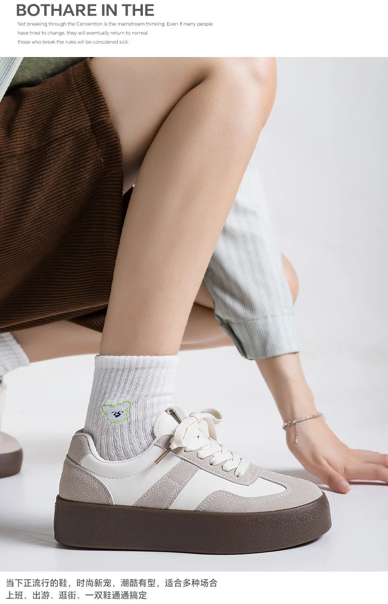 Men's and Women's Fashionable Casual Sports Shoes, Versatile Thick-soled Platform Shoes, White Sneakers, Autumn Training Shoes
