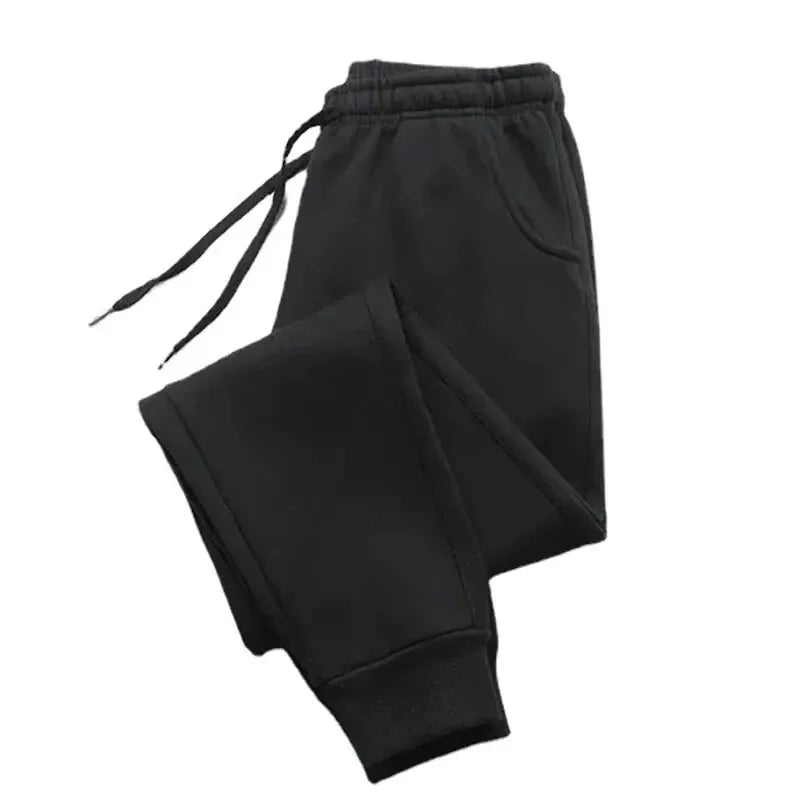 2025 New men barbell printed wool men's pants autumn and winter pants fashion lace-up casual men's sports pants jogging pants