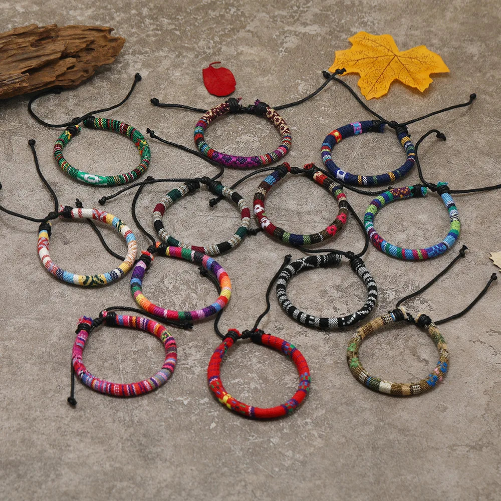 12Pcs Bohemian Surfer Beach Bracelet Set Men & Women Braided Boho Summer Bracelets Handmade Festival Jewelry Accessories