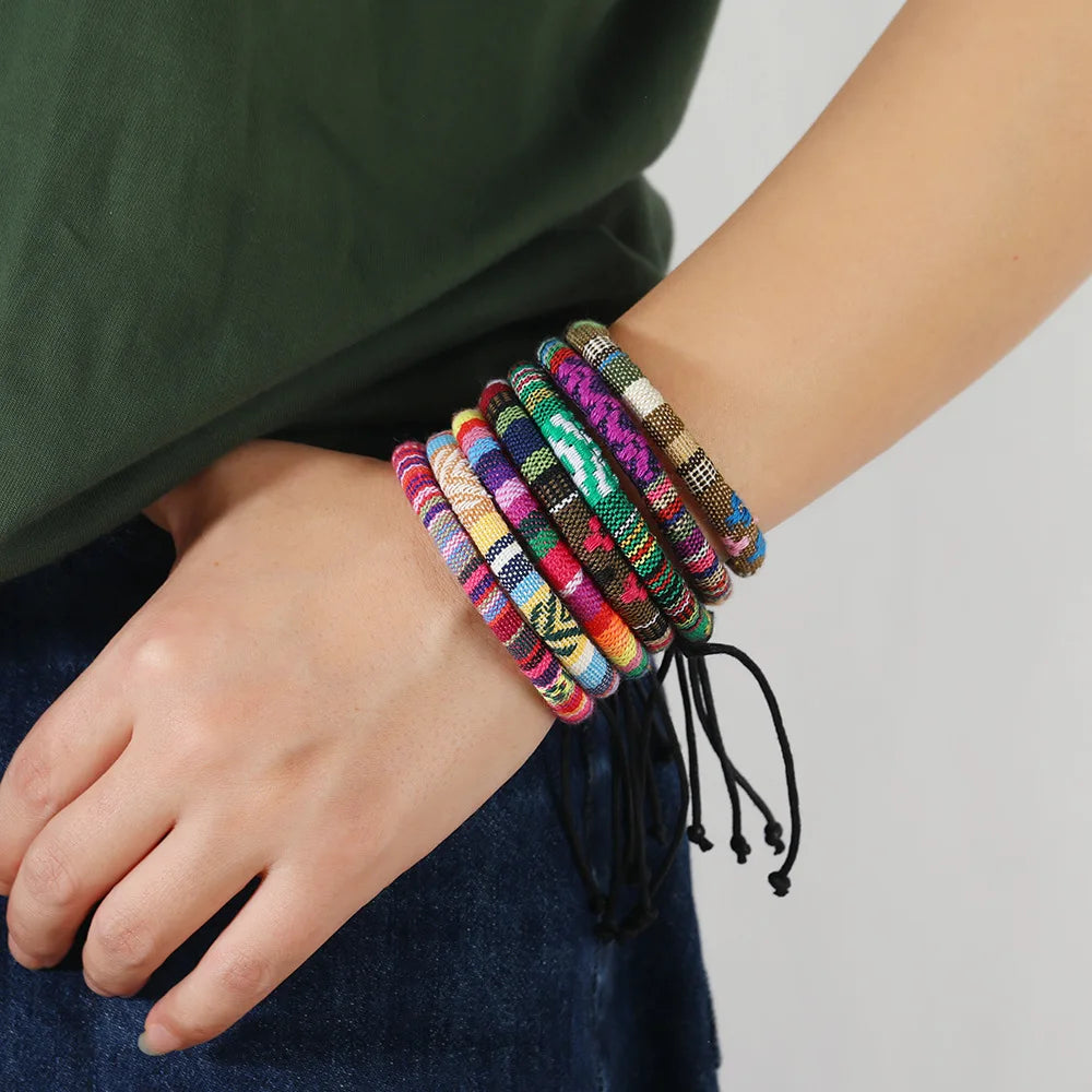 12Pcs Bohemian Surfer Beach Bracelet Set Men & Women Braided Boho Summer Bracelets Handmade Festival Jewelry Accessories