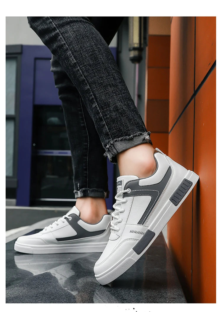 Men's shoes autumn new student board shoes leather surface fashionable sports and leisure shoes outdoor walking shoes large size