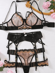 Women's Underwear Brazil Erotic Sexy Embroidery Bra And Panty Set Summer Luxury Lingerie 5-piece Set Sexy Comfortable Underwear