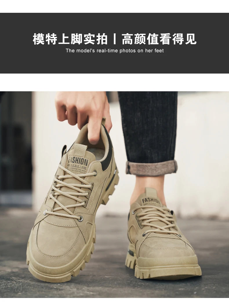 Men's shoes four seasons outdoor work shoes soft sole comfort labor shoes breathable anti-slip work boots caausl youth tide shoe