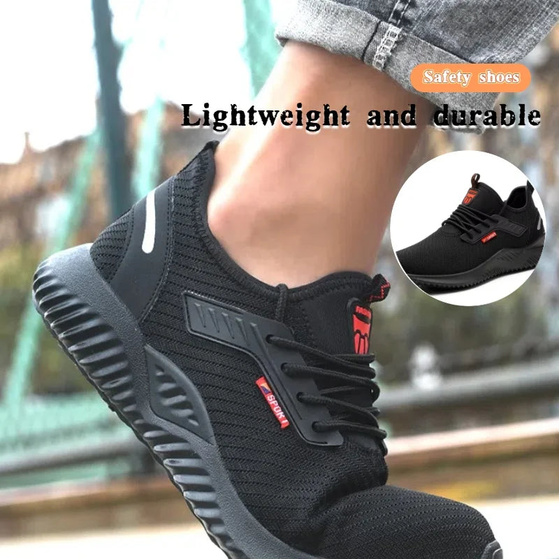 Men's steel safety work shoes Durable protective toe boots Comfortable sliding-resistant footwear factory industry safety·