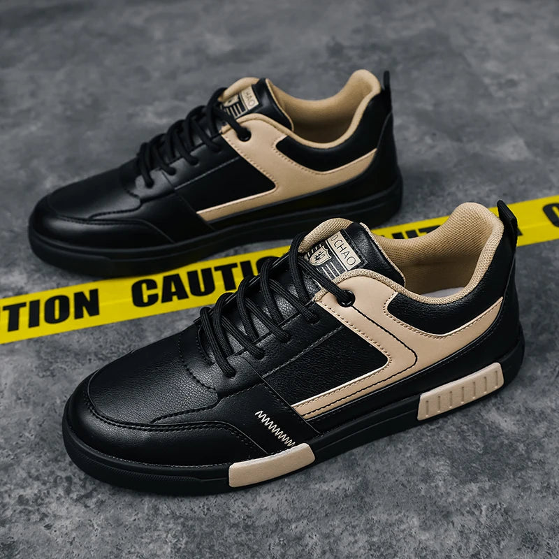 Men's shoes autumn new student board shoes leather surface fashionable sports and leisure shoes outdoor walking shoes large size