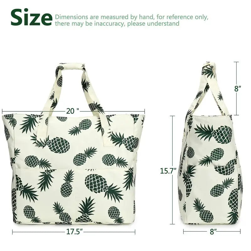 Beach Tote Bag Women Foldable Travel Bag with Anti-Sand Pocket Lightweight Storage Bag for Gym/Shopping Packable in Carry-On