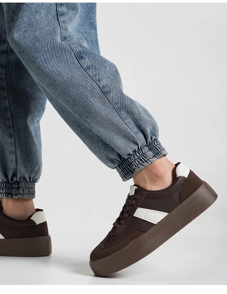 Men's and Women's Fashionable Casual Sports Shoes, Versatile Thick-soled Platform Shoes, White Sneakers, Autumn Training Shoes