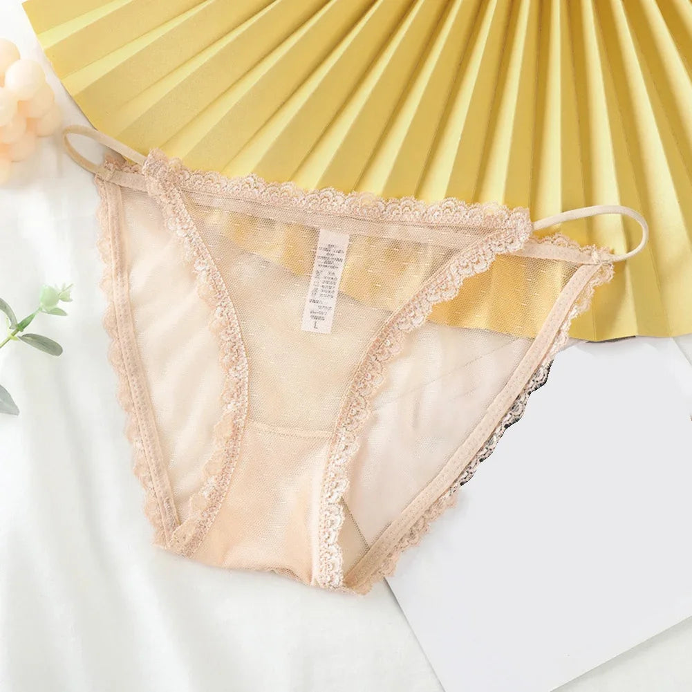 Women Underwear Seamless Sexy Lace Hollow Out Panties See Through Thin Lingerie
