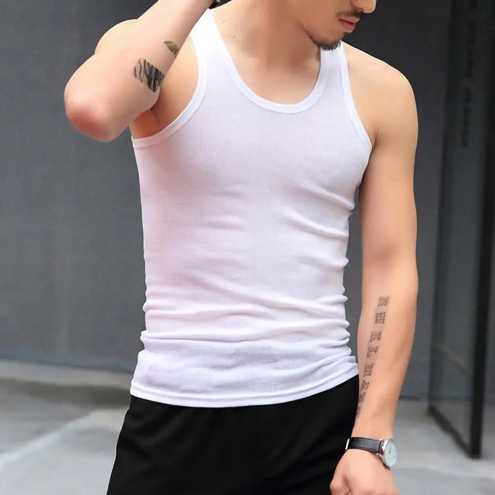 Men Vest O-neck Sleeveless Tank Tops Slim Fit Summer Vest Fitness Gym Workout Undershirt Bodybuilding Running Vest