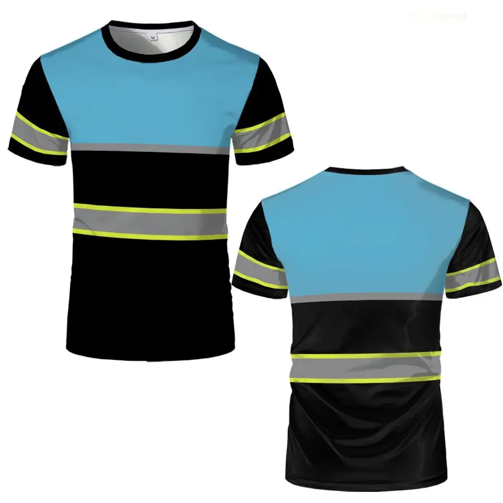 Summer Men’s T-shirts Safety Work Clothing 3D Printed Tops New Outdoor Comfortable Breathable Oversized Crew Neck Pullover Tops