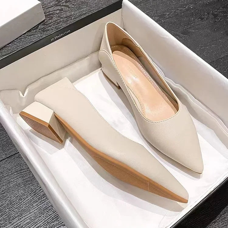 Shoes for Women Low Heel Elegant Woman Pumps Pointed Toe With Bow Fashion Summer 2024 Footwear Discount Shoe Slip On Wholesale