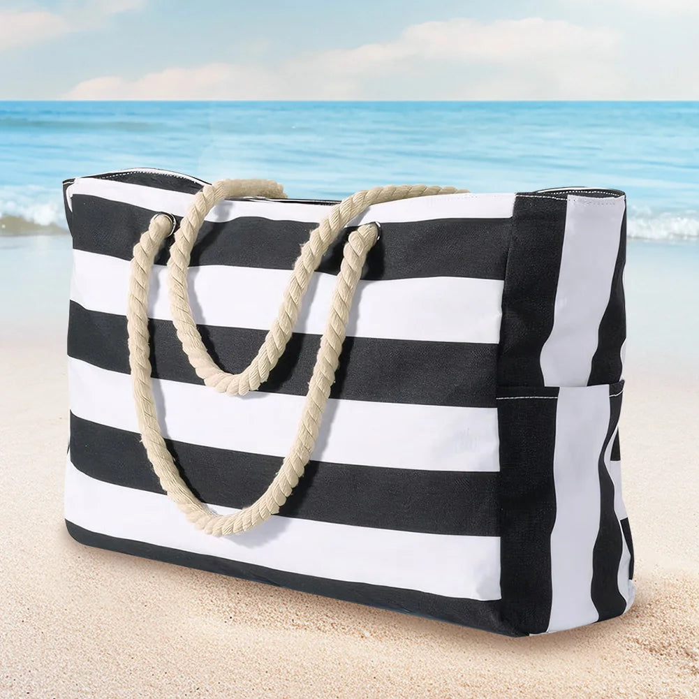 Beach Bags for Women Large Waterproof Beach Tote Bag with Zipper Travel Shoulder Bags Sandproof Swim Pool Large Tote Bag