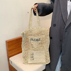 2025 Women Embroidered Straw Tote Bag Large Capacity Adjustable Crossbody Beach Boho Handwoven Seagrass Vacation Shoulder Purse