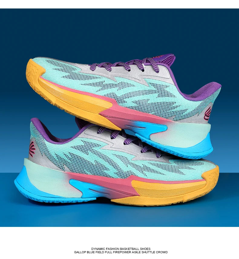 Basketball Shoes for Men and Women, Lightweight Mesh Breathable Non-Slip Wear-Resistant Shock-Absorbing Practical Soft-Soled Stu