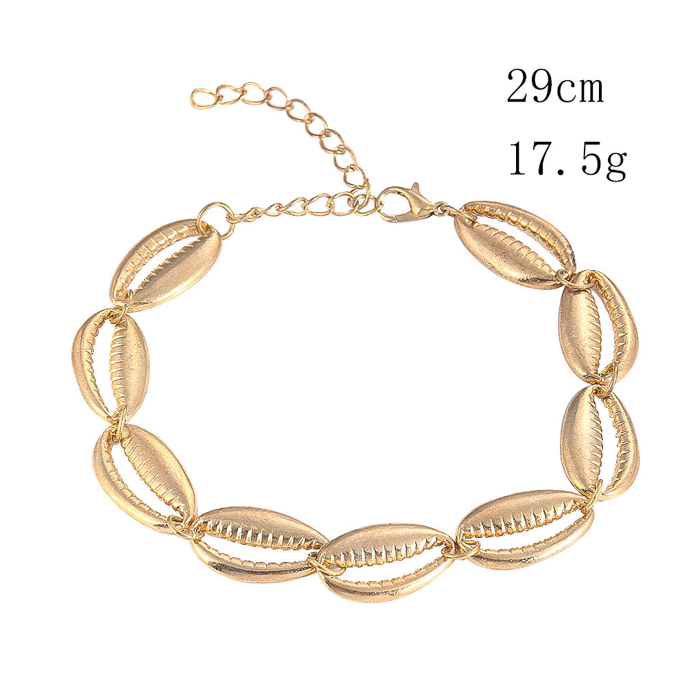 Bohemian Alloy Sea Shell Beads Bracelet for Women Adjustable Rope Bangle Ocean Wristband Statement Summer Beach Jewelry Gifts