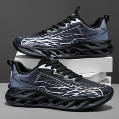 Men's Sports Shoes Thick-soled Air-cushioned Shock-absorbing Simple Lightning-shaped Line Fashionable Design Running Shoes