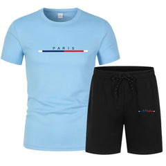 2025 Fashion two-piece sportswear, quick-drying T-shirt and shorts set, men's sportswear set, men's mesh breathable set