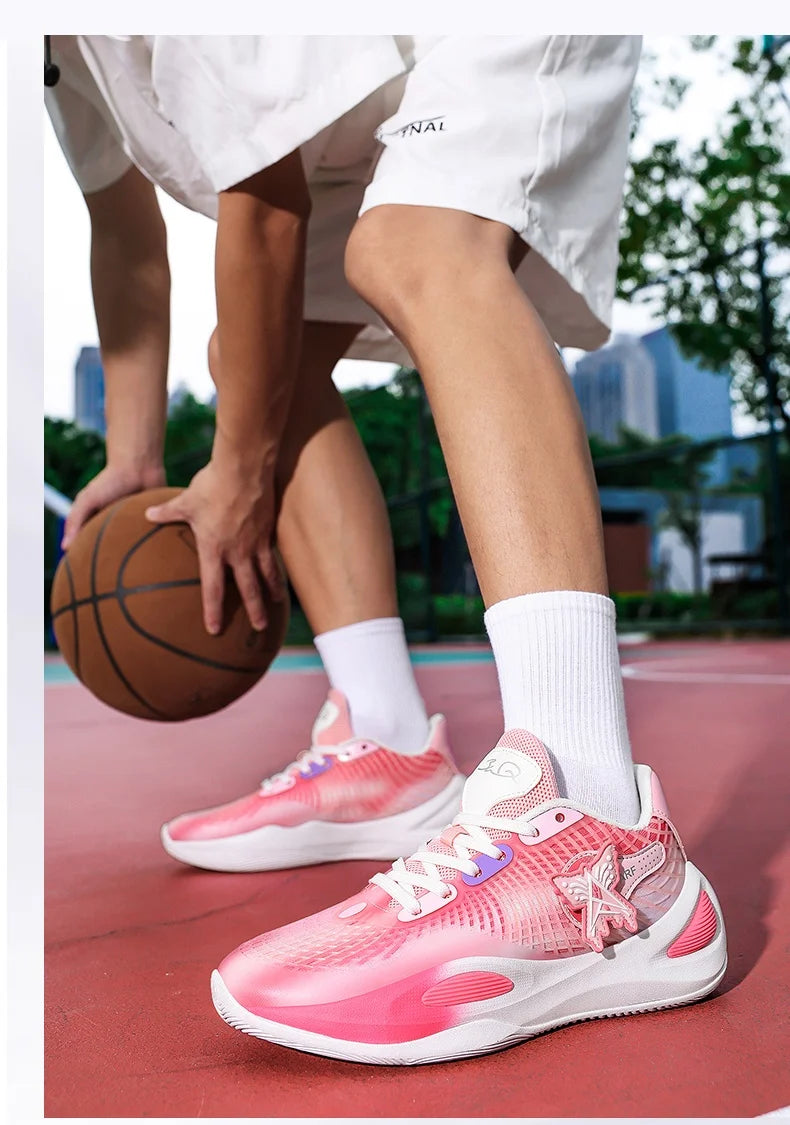 Basketball Shoes for Men and Women in Summer Mesh Breathable Lightweight Soft Sole Low-Top Shock-Absorbing Anti-Slip Wear-Resist