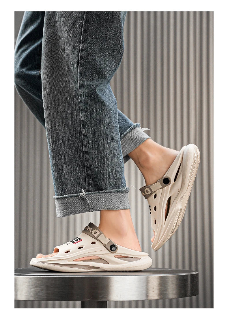 2024 Men's Outdoor Sandals Slippers Beach Comfortable Soft Sole Slide Clogs Casual Shoes Men Women Beach Sandals Big Size 46 47
