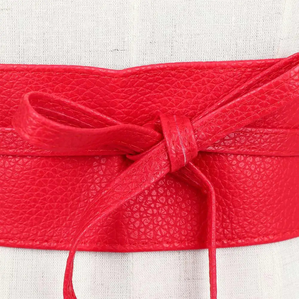Dress Accessories for Female Soft Leather Dress Belt Elegant Bow Belt Ladies  Girls Belt Wide Self Tie Wrap Around Waist Band