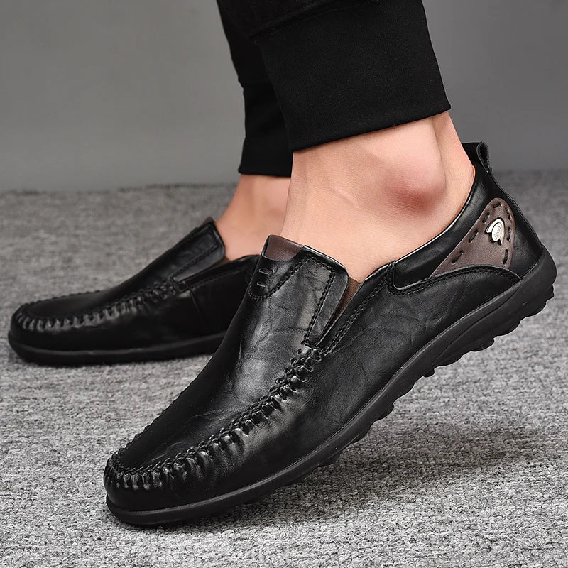 Handmade Shoes Genuine Leather Casual Shoes For Men Flat Platform Walking Shoes Outdoor Footwear Loafers Breathable Sneakers