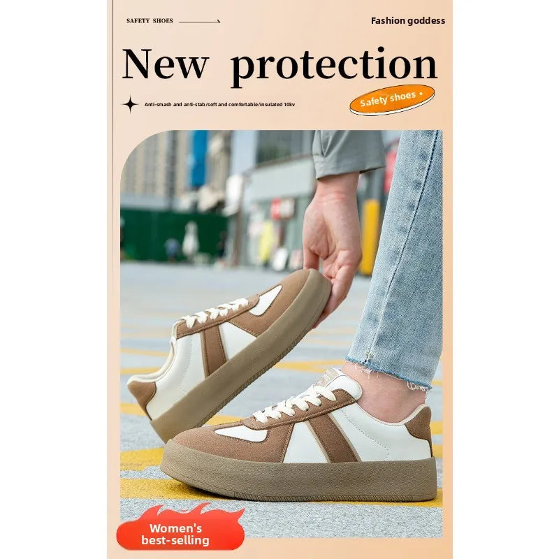 New Women's Safety Shoes with Steel Toe  Anti Smashing and Anti Piercing  Lightweight and Soft Sole  Fashionable and Breathable