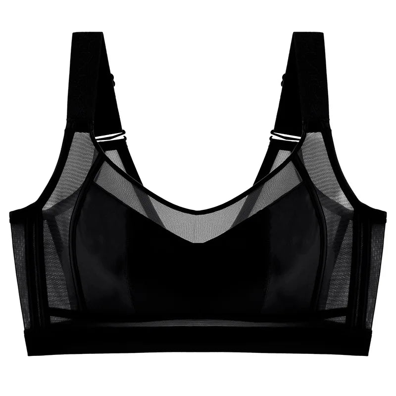 Women Large Size Underwear Full Cup Thin Bra Summer Ultra-thin Anti-Sagging Minimizer Push Up