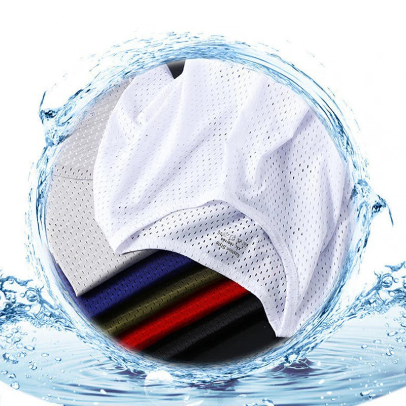 Men's Ice Silk Mesh Vest Tops Quick-drying Bodybuilding Tank Tops Breathable Sleeveless T-Shirt Summer Cool Vest Muscle Singlets