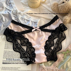 French Lace Underwear Pure Cotton Crotch Satin Sexy Triangle Panties Women's Innerwear Comfortable Breathable Ladies Briefs