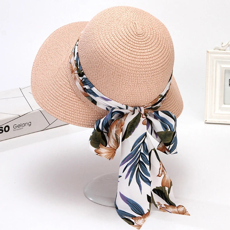 Beach hat for women summer Bohemian sun protection straw hat bowkont visor sun hat sombrero Big eaves straw woven fisherman hat